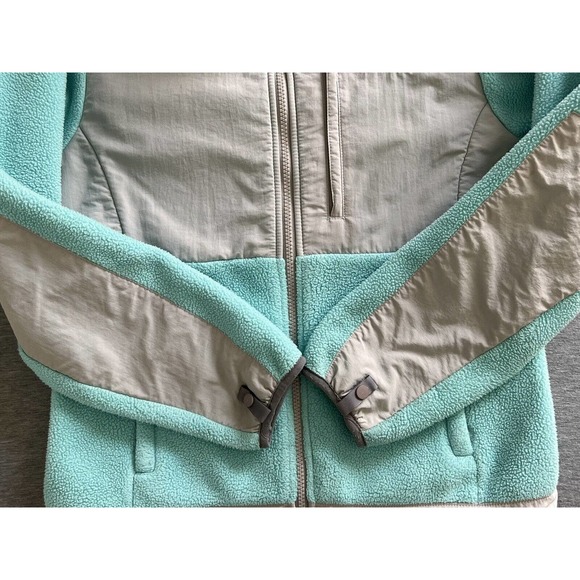 The North Face GreenGray Full Zip Fleece Nylon Jacket Long Sleeve Pockets XSmall - Picture 3 of 11